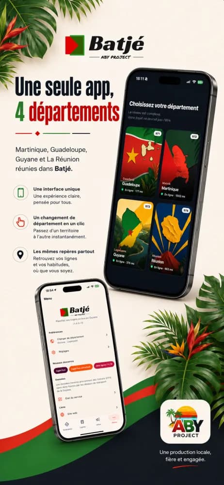Aperçu du choix de département dans l'application Batjé